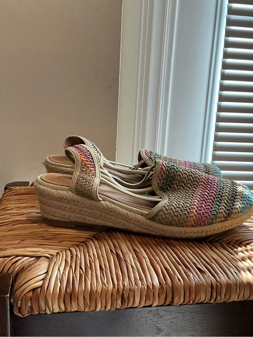 comfortview Multicolor Woven Espadrille Slingback Wedge size 9W
